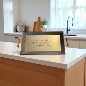 Mainstays Metal Galvanized Tray with Wood Handles
